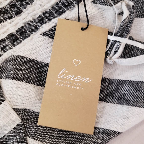 Black & White Stripe Linen Summer Dress - Picture 7 of 7